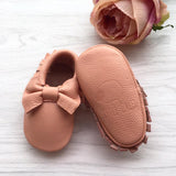Bow Blush Leather Moccasins