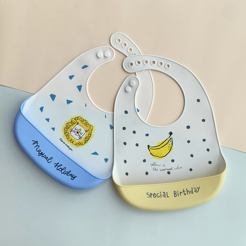 Set of 2 Silicone Bibs (Lion & Banana)