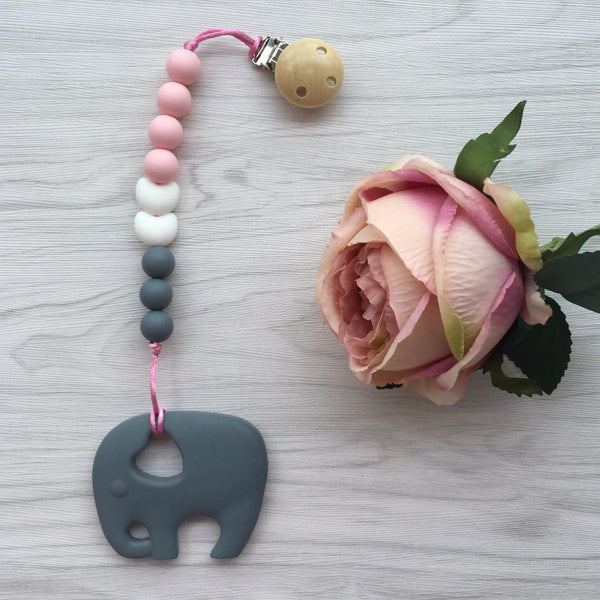 Heart Elephant Teether (Grey)