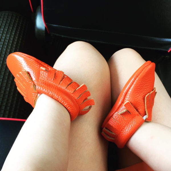 Classic Electric Coral Leather Moccasins