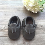 Classic Dark Grey Leather Moccasins