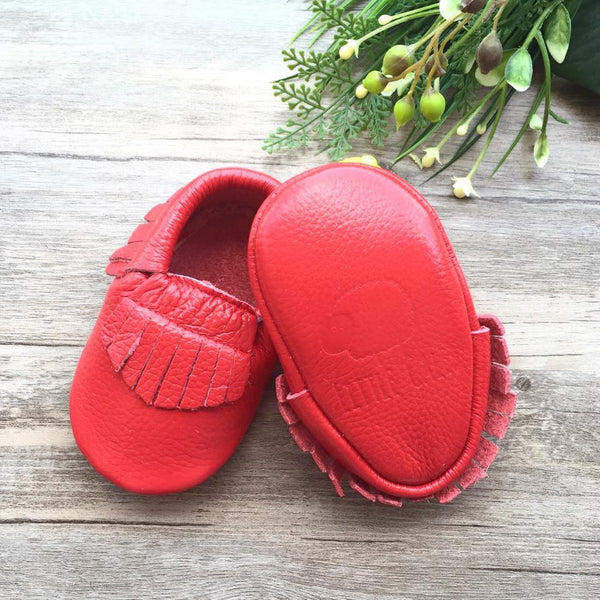 Classic Cherry Leather Moccasins
