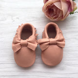Bow Blush Leather Moccasins