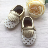 Polka Dots Leather Moccasins