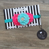 Shabby Chiffon Headband (Aqua)