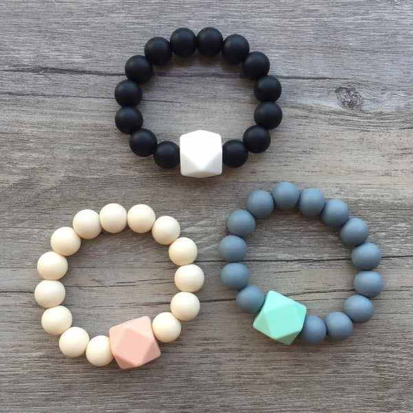 Adult Teething Gemstone Bracelet (Black)