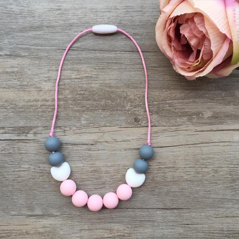 Kids Teething Necklace - Amelia (Pink)