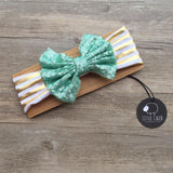 Sequin Bow Stripe Headband (Mint)