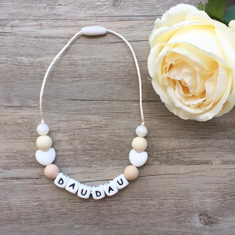 Kids Heart Personalized Necklace (Cream)