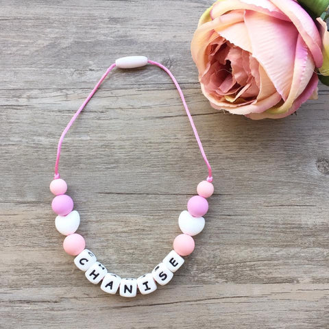 Kids Heart Personalized Necklace (Pink)