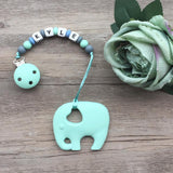 Personalized Elephant Teether (Mint)