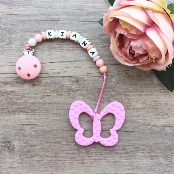 Personalized Butterfly Teether (Pink)