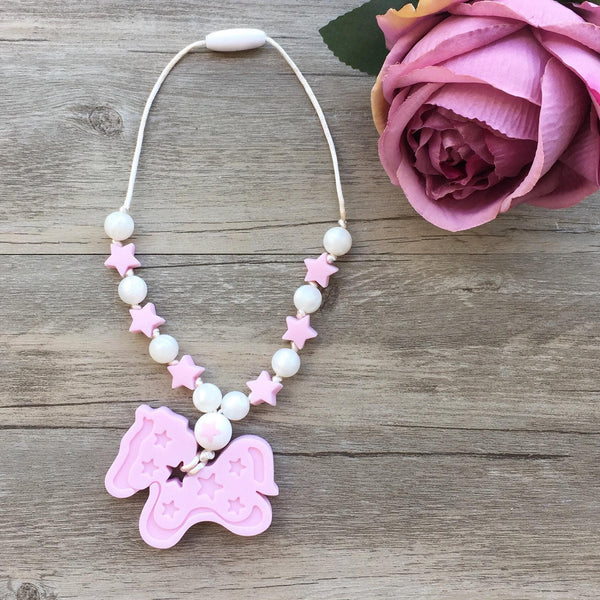 Pony Kids Teething Necklace - Pink