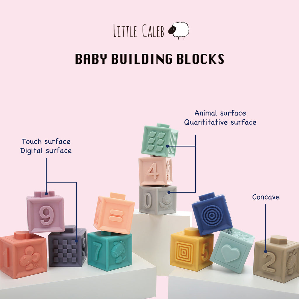 Baby Silicone Building Blocks (Set of 12pcs) | Little Caleb