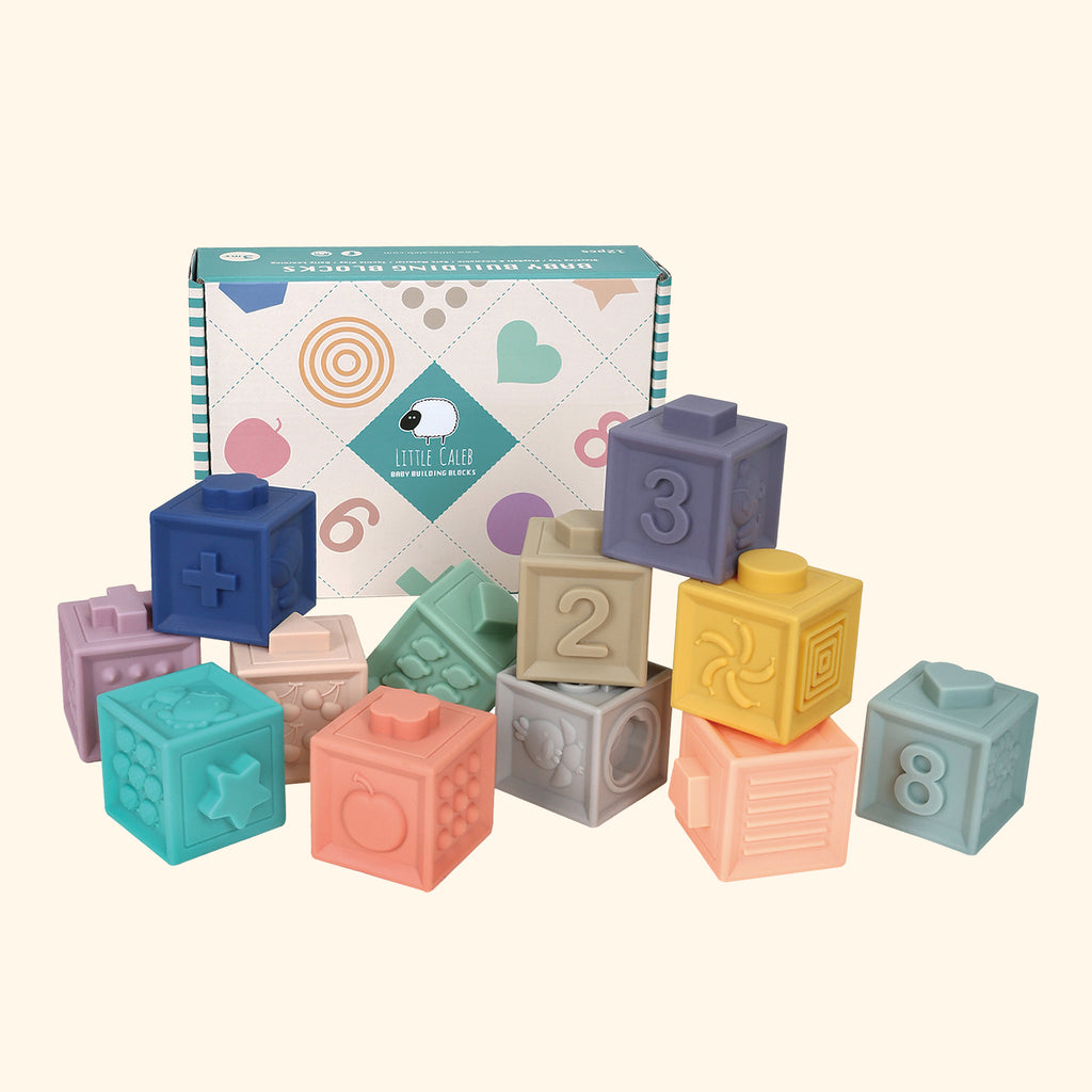 Baby Silicone Building Blocks (Set of 12pcs) | Little Caleb