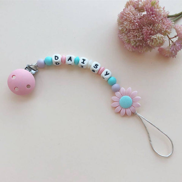 Personalized Daisy Pacifier Clip(PINK)