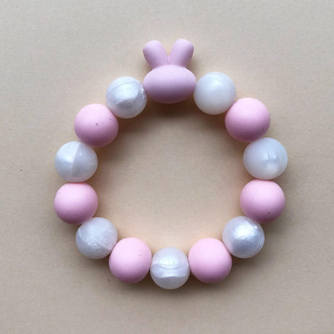 KIDS TEETHING BRACELET - BUNNY (PINK)