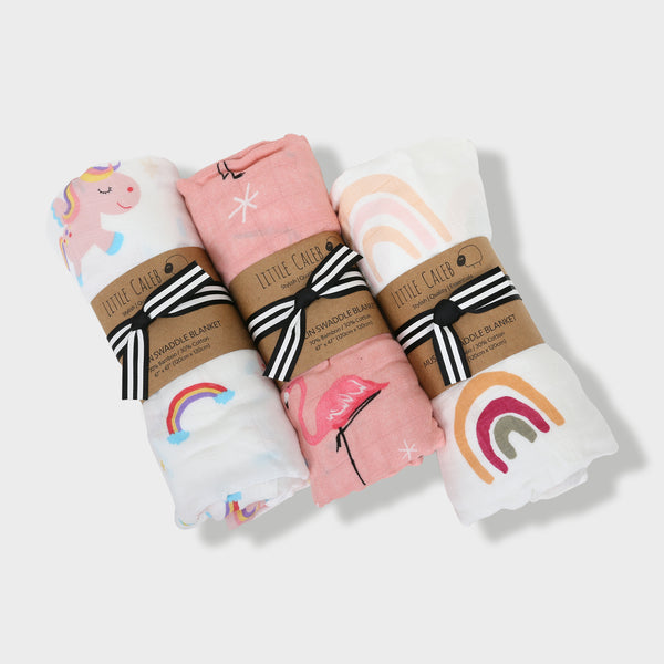 Set of 3 Muslin Swaddle Gift Set - Pink (Value HKD 540)