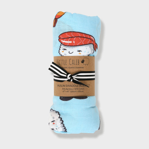 Sushi Muslin Swaddle-Blue