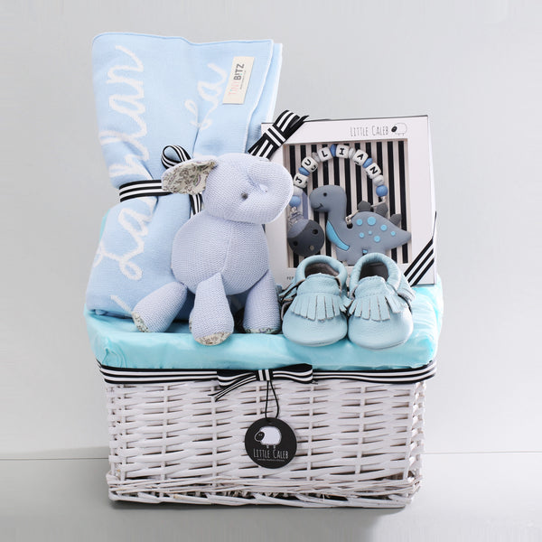 Personalized Blanket & Teether Hamper - Sky (25-30 days)