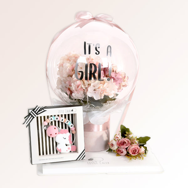 Baby Balloon Flower Set with Personalized Teether - Blossom