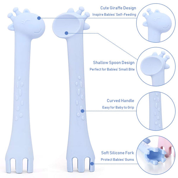 Giraffe Spoon & Fork Utensil with travel case