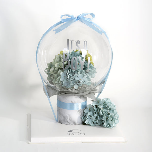 Baby Balloon Flower Set with Personalized Teether - Sky