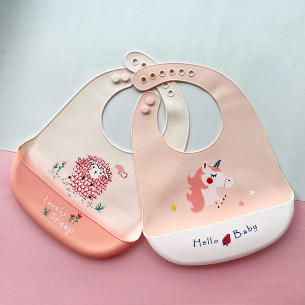 Set of 2 Silicone Bibs (Sheep & Unicorn)