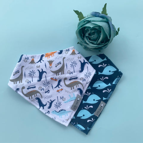 Dinosaur & Whale Bib Set