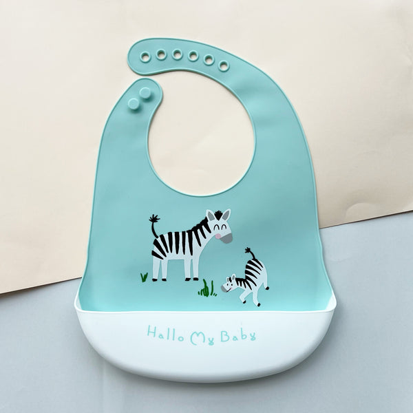 Set of 2 Silicone Bibs (Crocodile & Zebra)