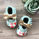 Geometric Leather Moccasins