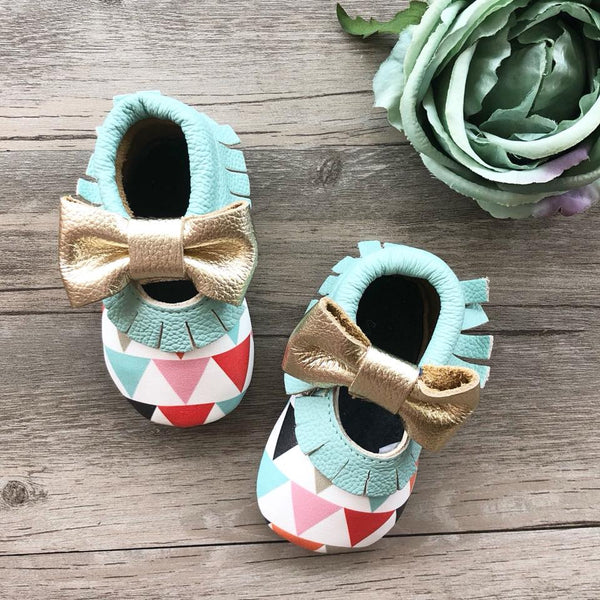Geometric Leather Moccasins