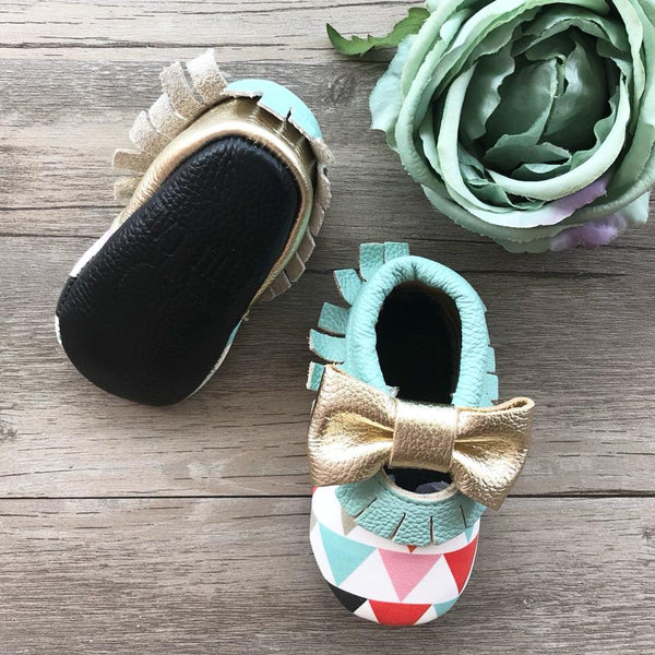 Geometric Leather Moccasins