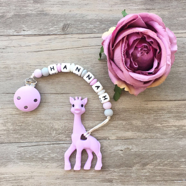 Personalized Giraffe Teether (Purple)