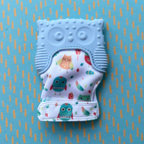 Baby Owl Teething Mitten (Blue)