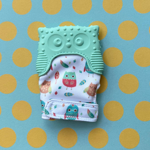 Baby Owl Teething Mitten (Mint)