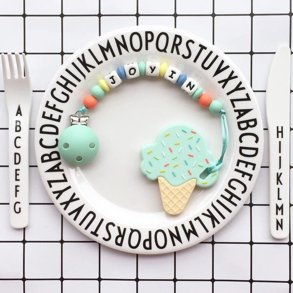 Baby Balloon Flower Set with Personalized Teether - Sky