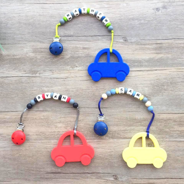 Personalized Mr. Bean Car Teether (Blue)