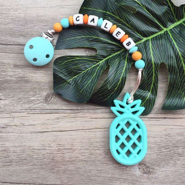 Personalized Pineapple Teether (Turquoise)