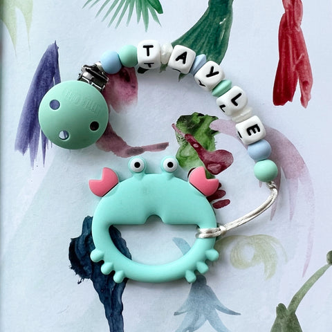 Personalized Crab Teether (Mint)