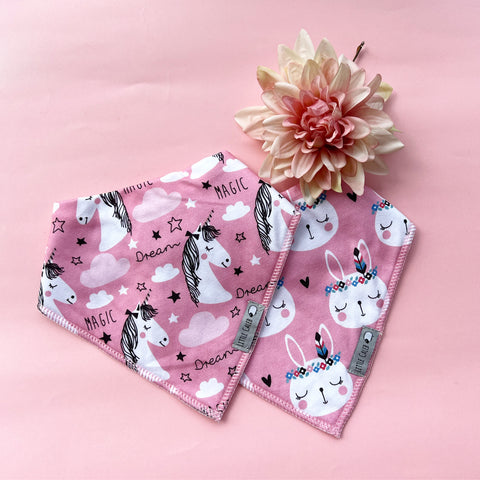 Unicorn & Bunny Bib Set