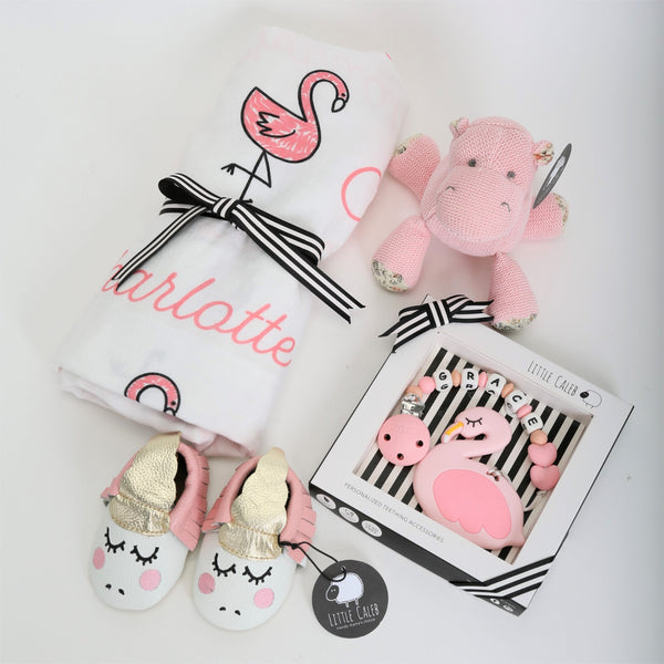 Personalized Swaddle & Teether Hamper - Blossom (15-20 days)