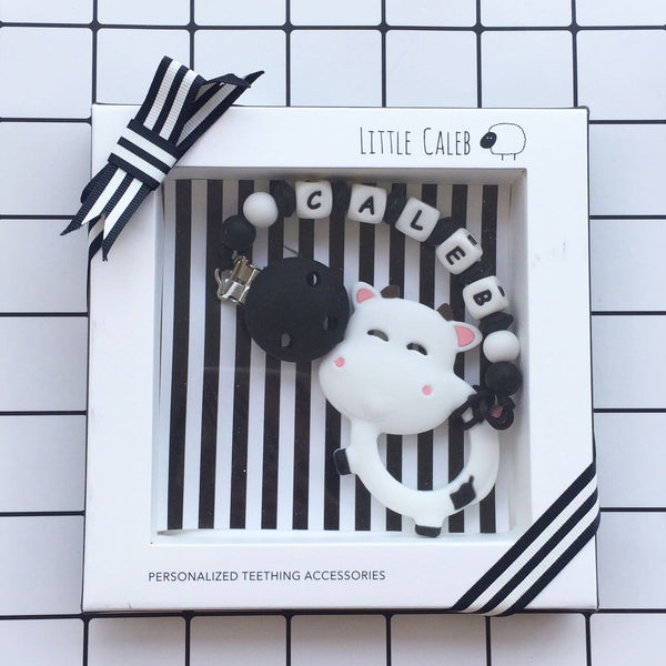 Personalized Silly Cow Teether (White)