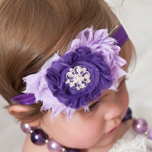 Shabby Chiffon Headband (Magenta)