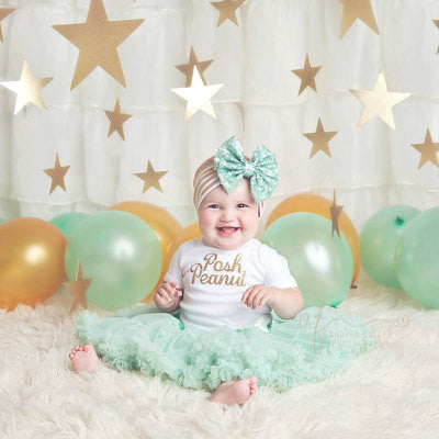 Sequin Bow Stripe Headband (Mint)